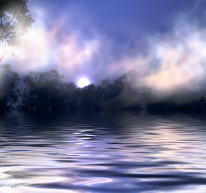 Misty Sonnenaufgang über Wasser: 